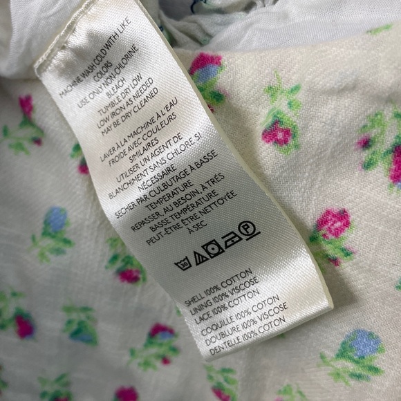 Free People Sweet Hearts Midi Ivory Floral Ruffles Dress Size S - Picture 8 of 9